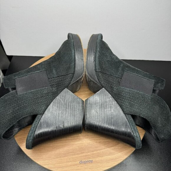 Eileen Fisher  open toe Womens Black Leather Block Heel Slingback Size 9 - Picture 5 of 10